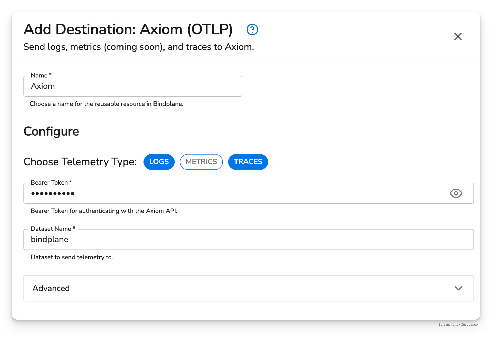 observIQ docs - Axiom Destination - image 1