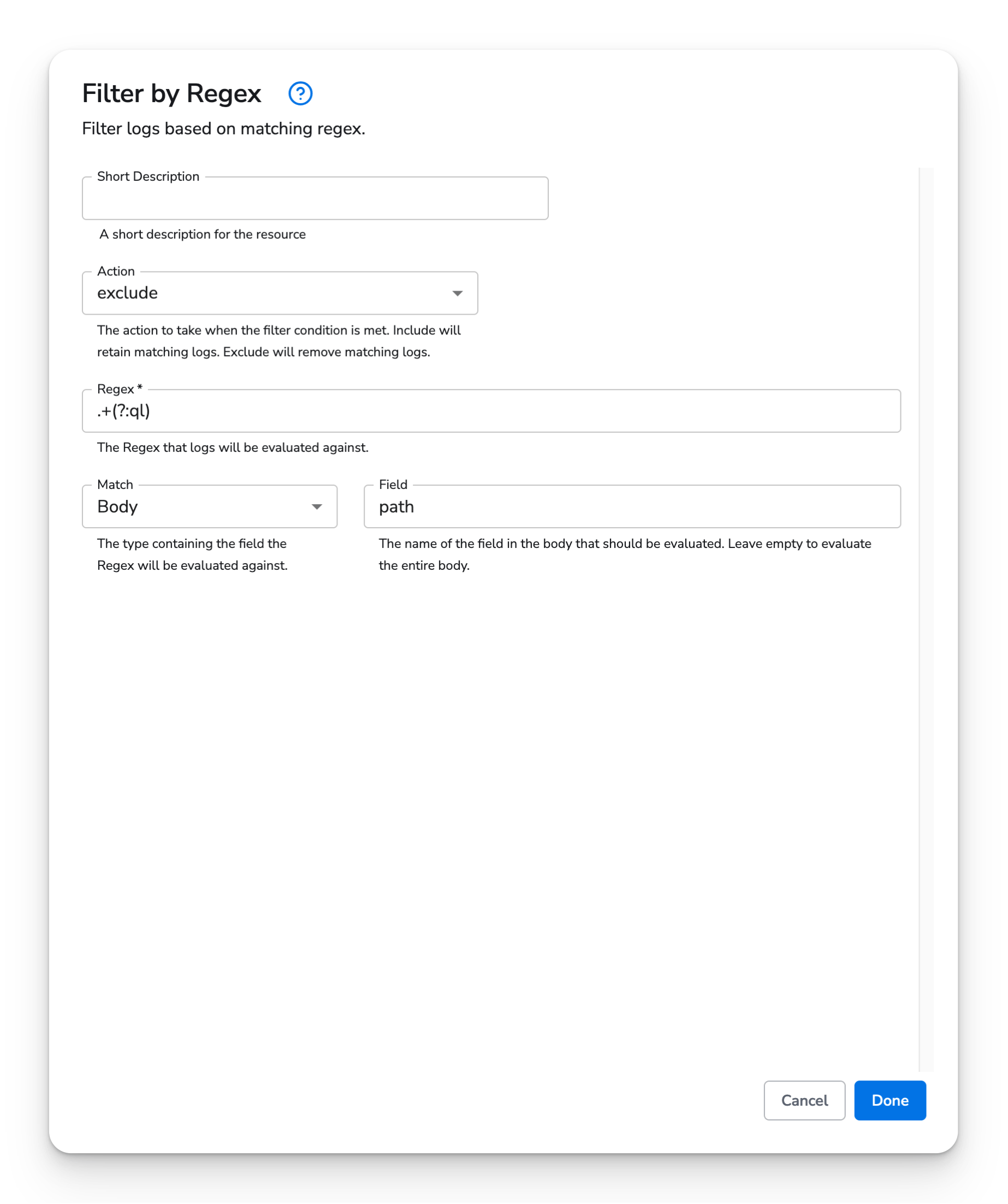 observIQ docs - Filter by Regex Processor - image 1