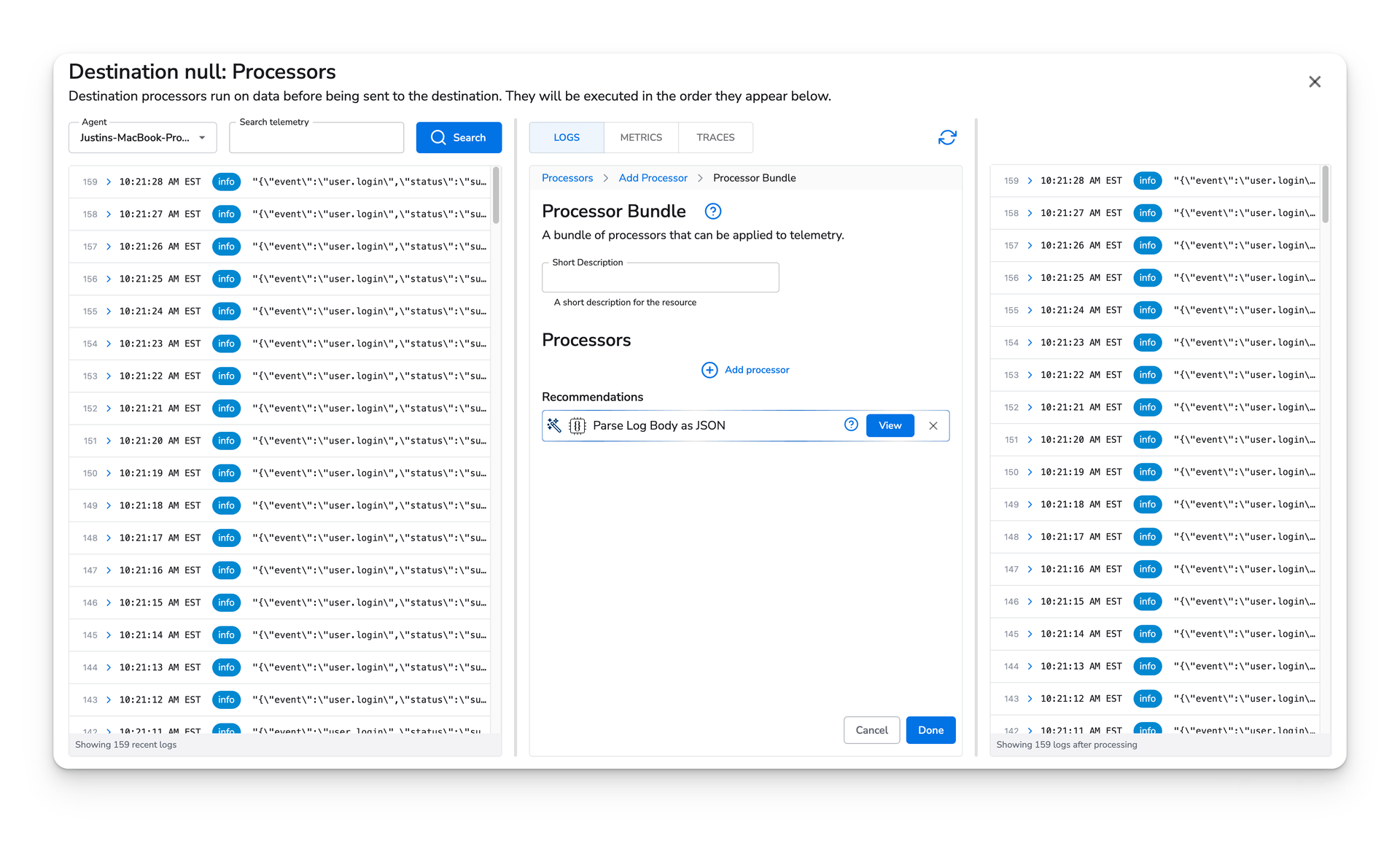 observIQ docs - Processors Bundles - image 2