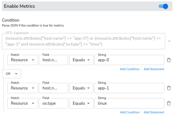 observIQ docs - Release v1.52.0 Condition Builder - image 1