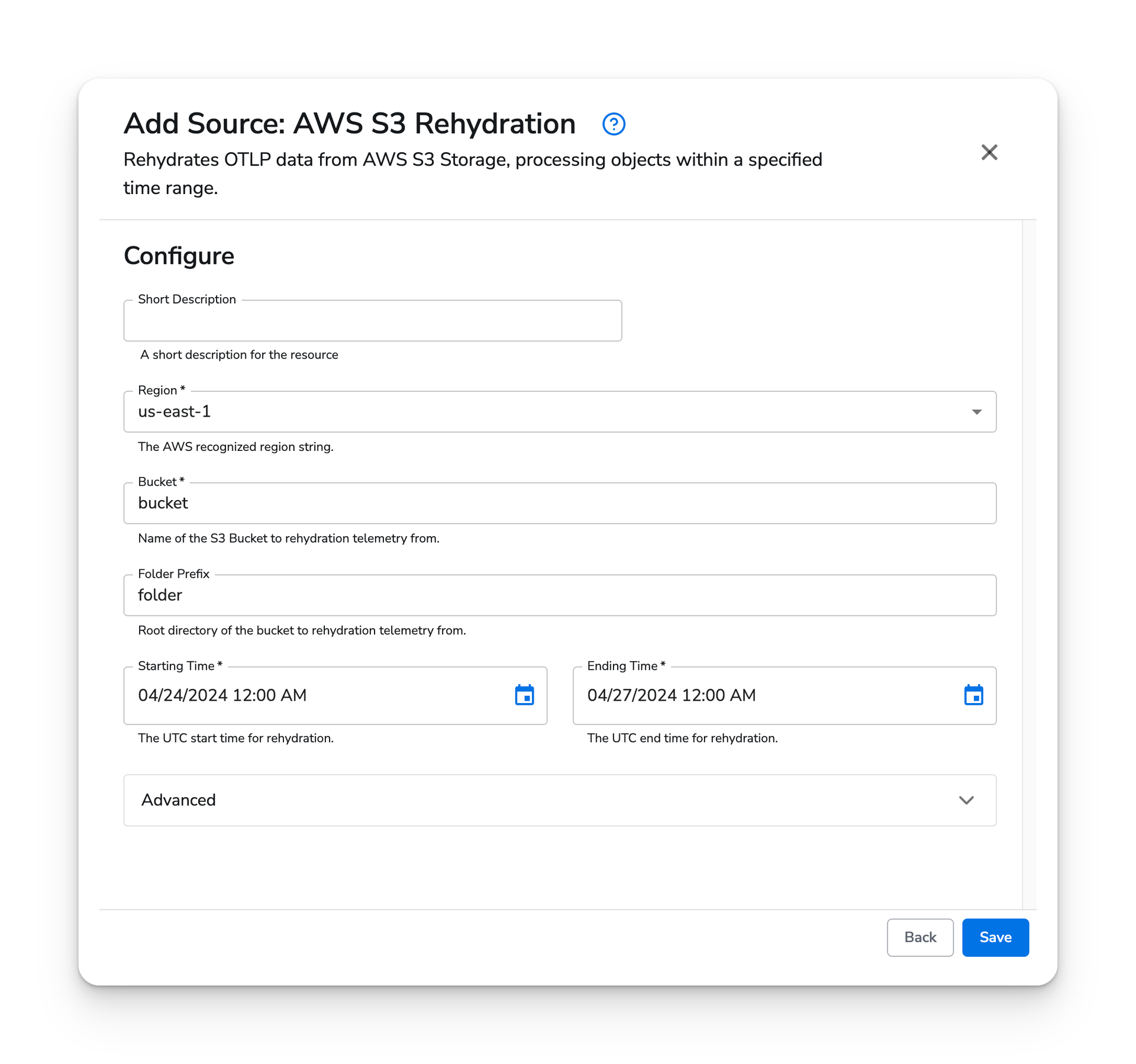 observIQ docs - AWS S3 Rehydration