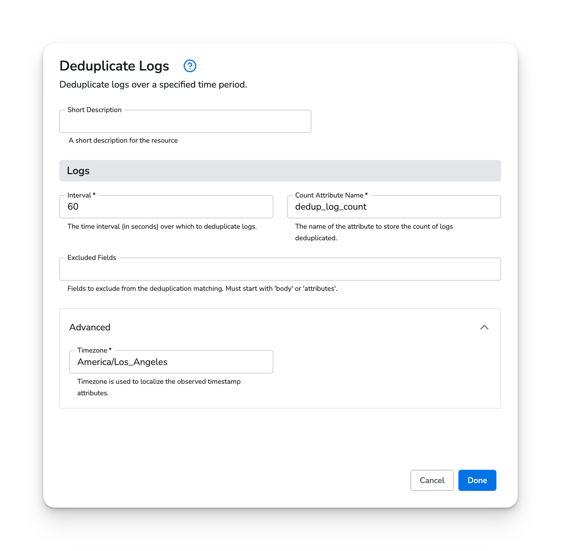 observIQ docs - Deduplicate Logs - image 1