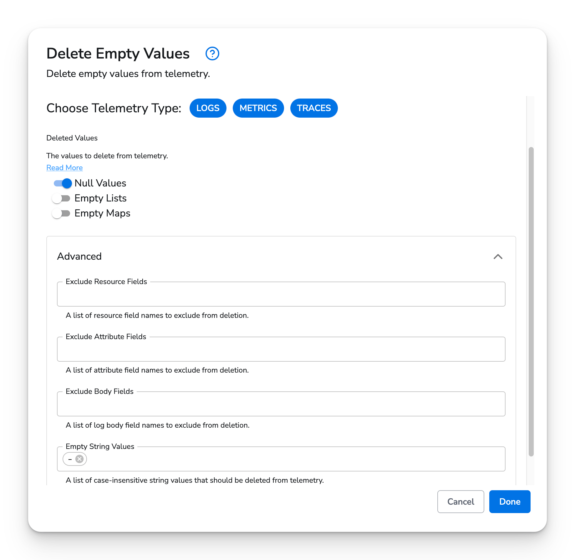 observIQ docs - Delete Empty Values - image 1