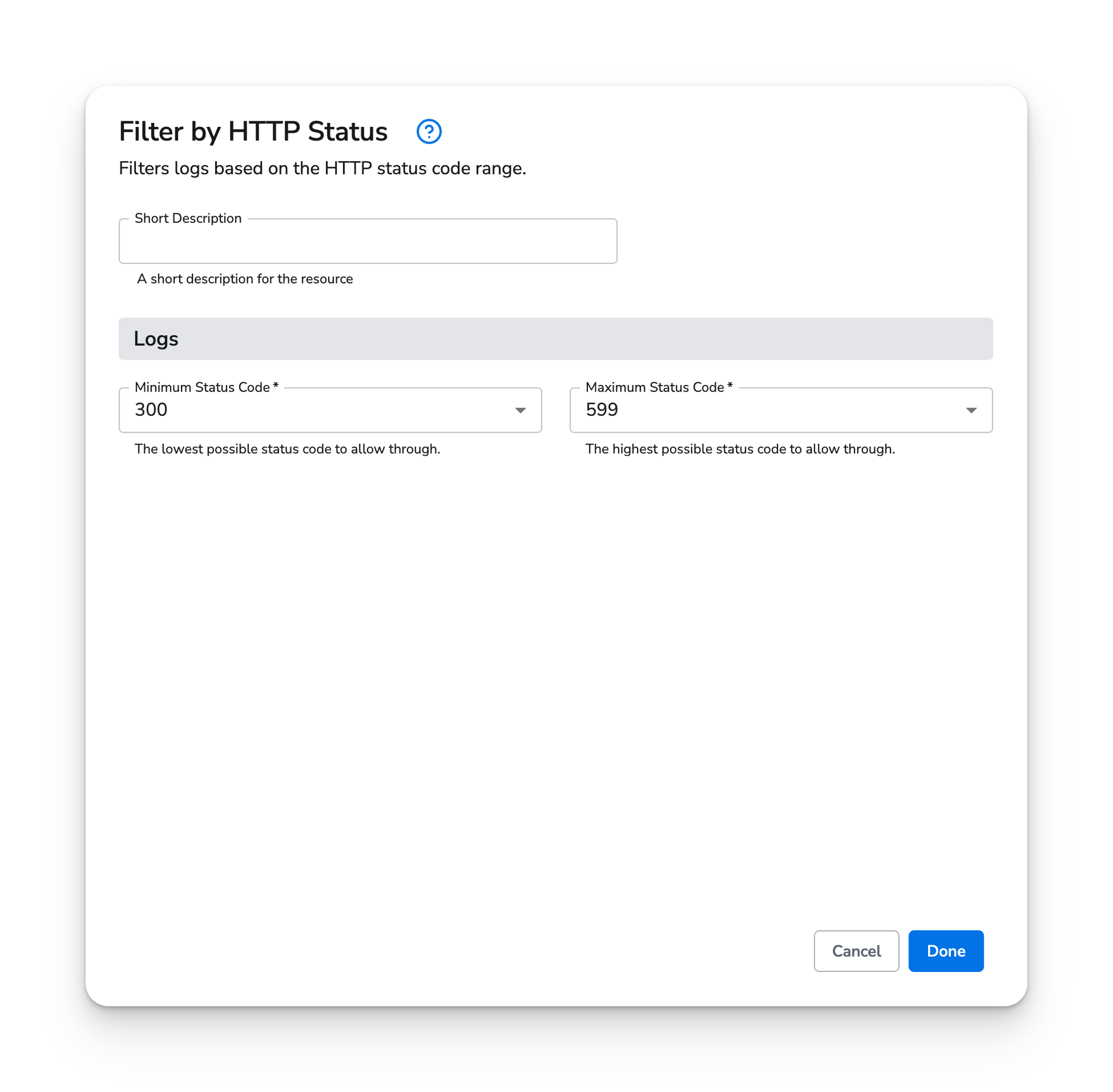 observIQ docs - Filter HTTP Status - image 1