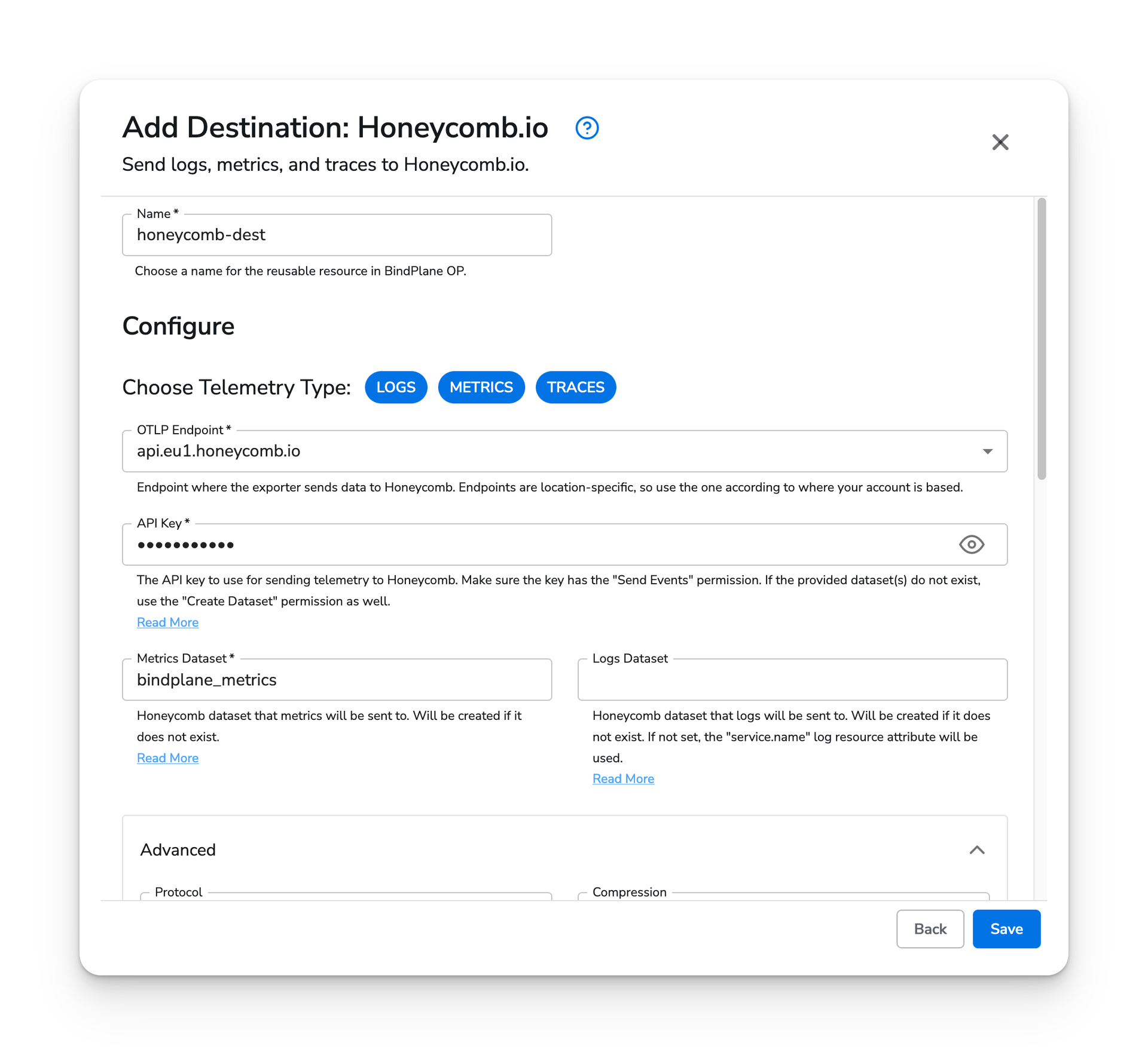 observIQ docs - Honeycomb Destination - image 1