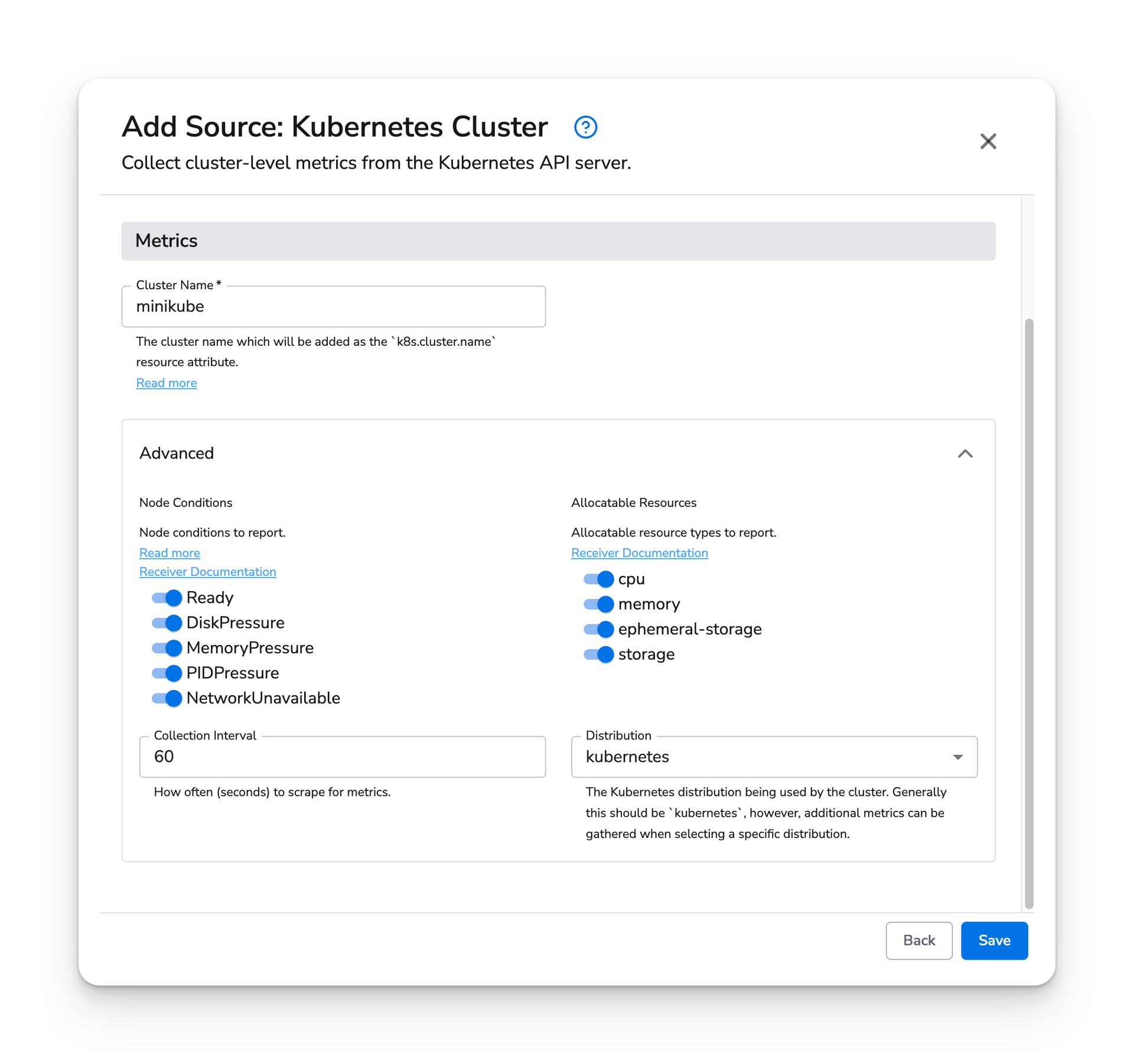 observIQ docs - Kubernetes Cluster Metrics - image 1