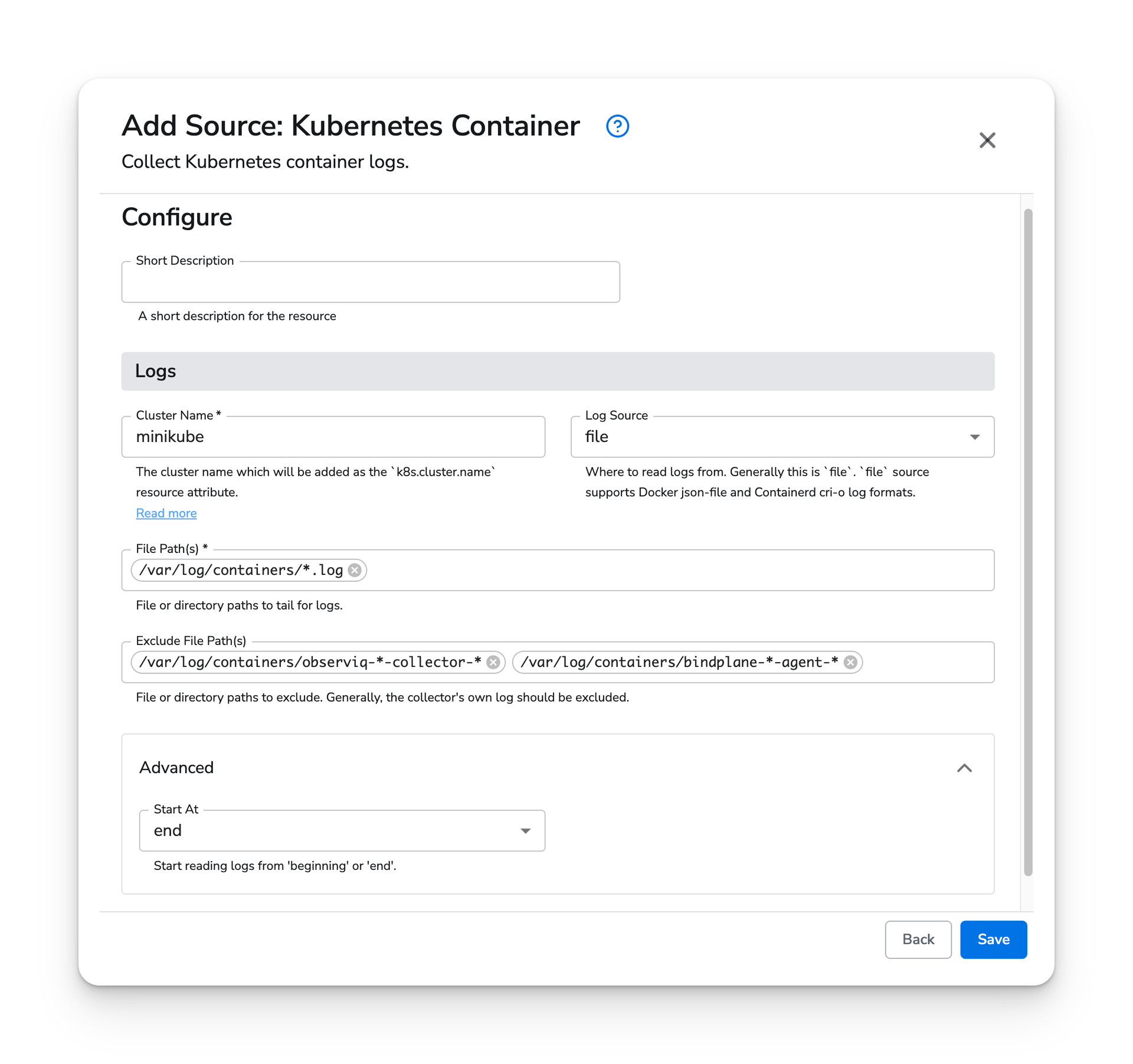 observIQ docs - Kubernetes Container Logs - image 1