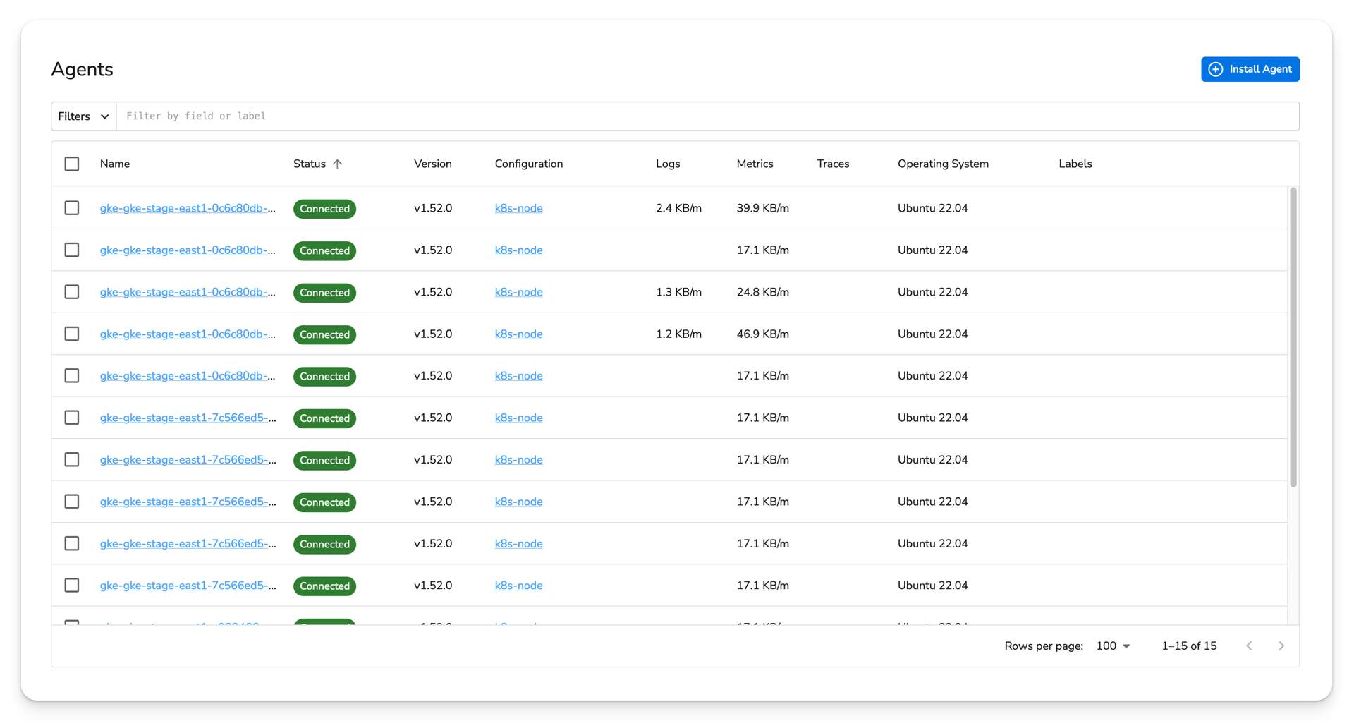 agent page measurements