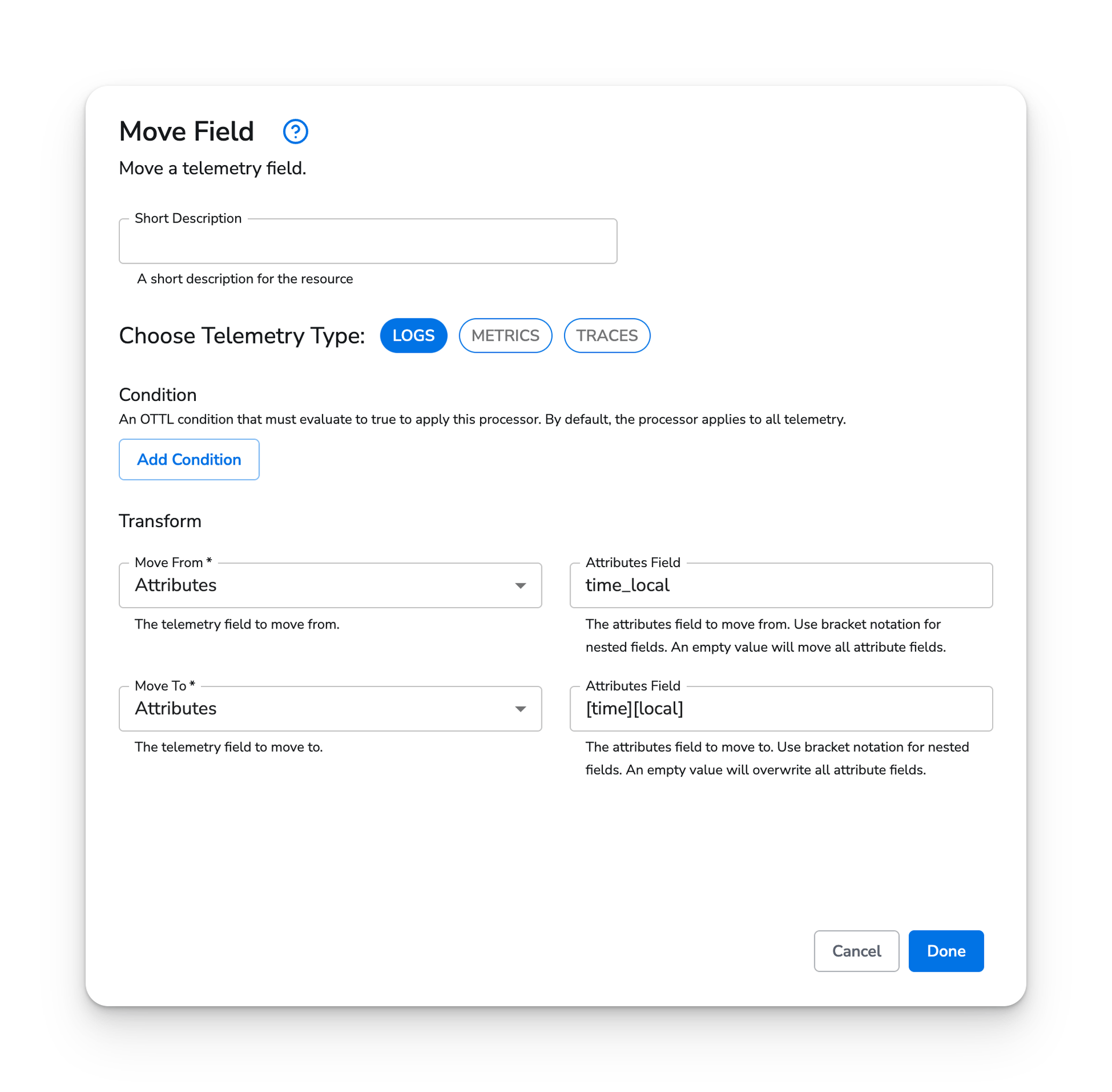 observIQ docs - Move Field - image 2