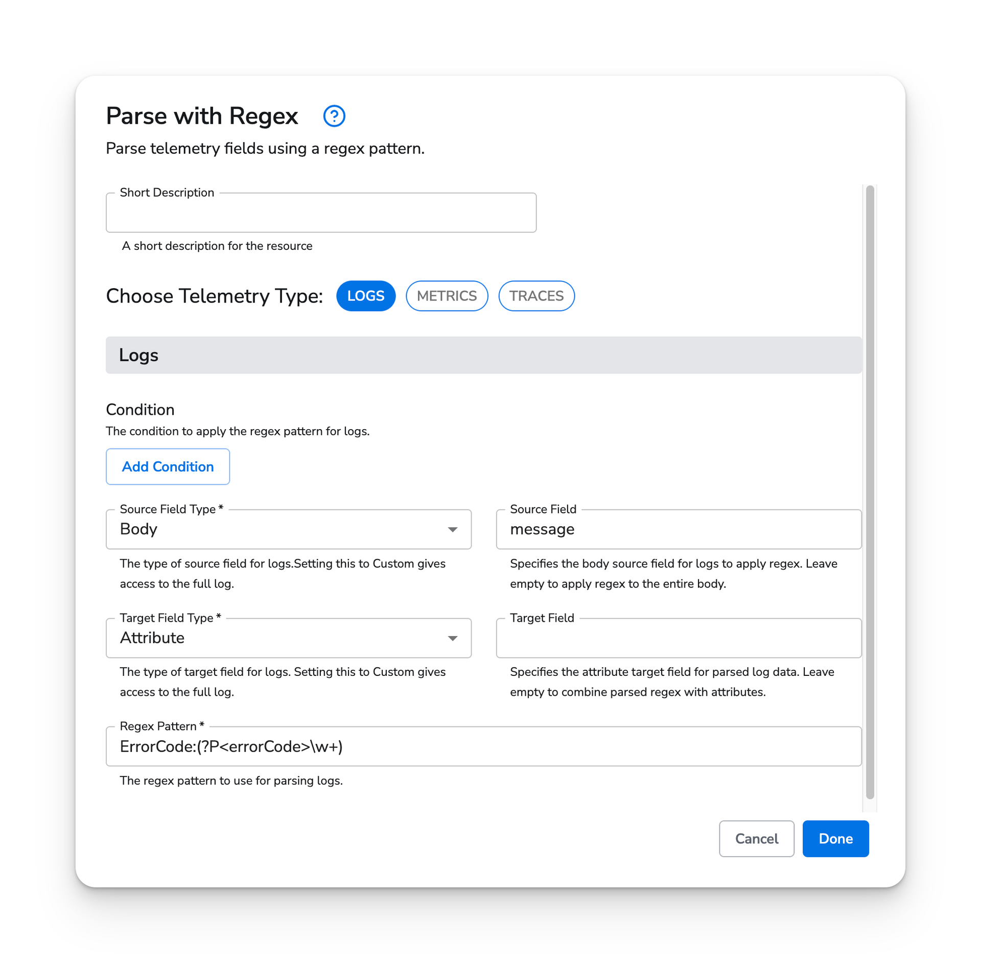 observIQ docs - Parse with Regex - image 1