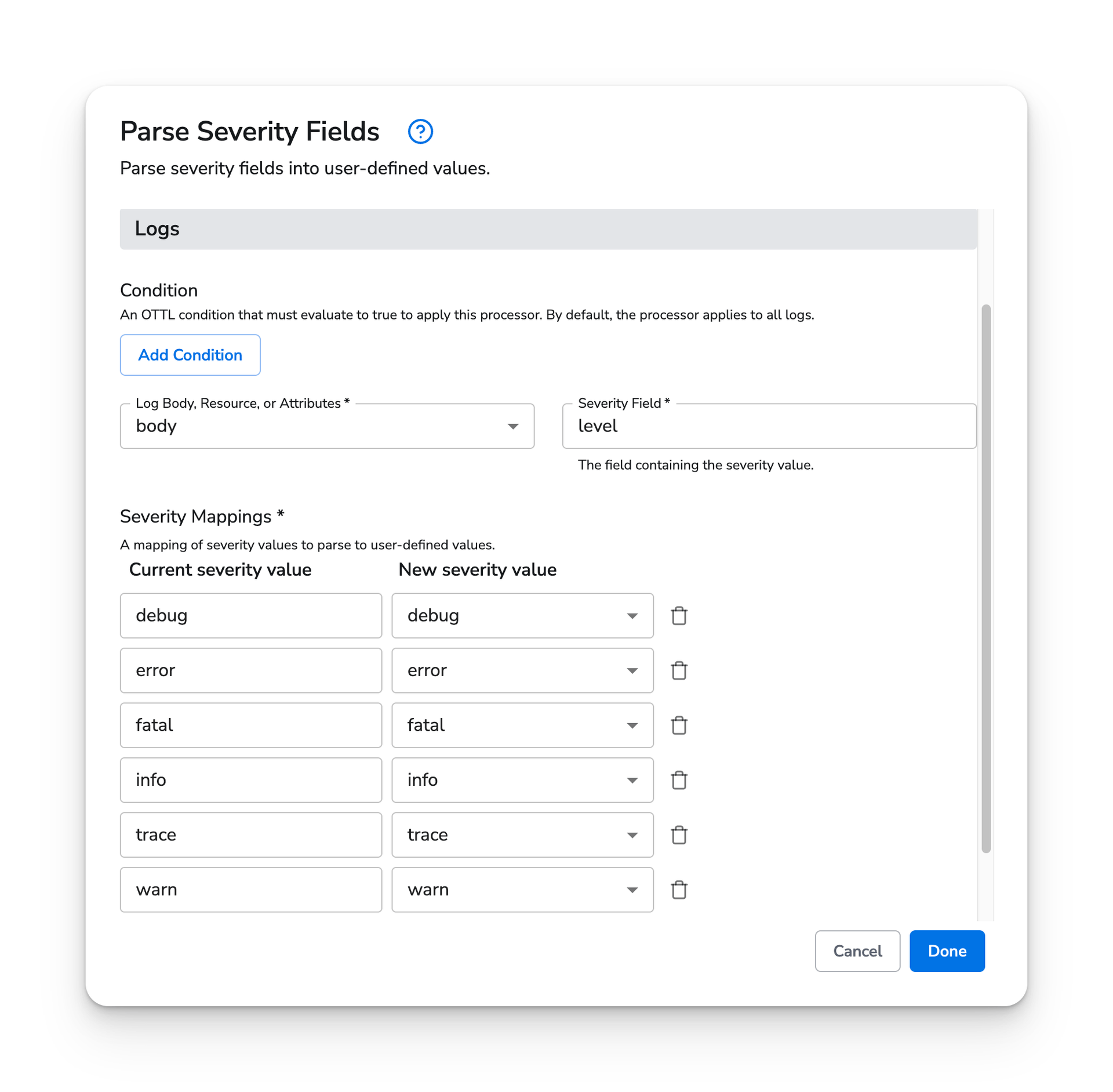 observIQ docs - Parse Severity - image 1