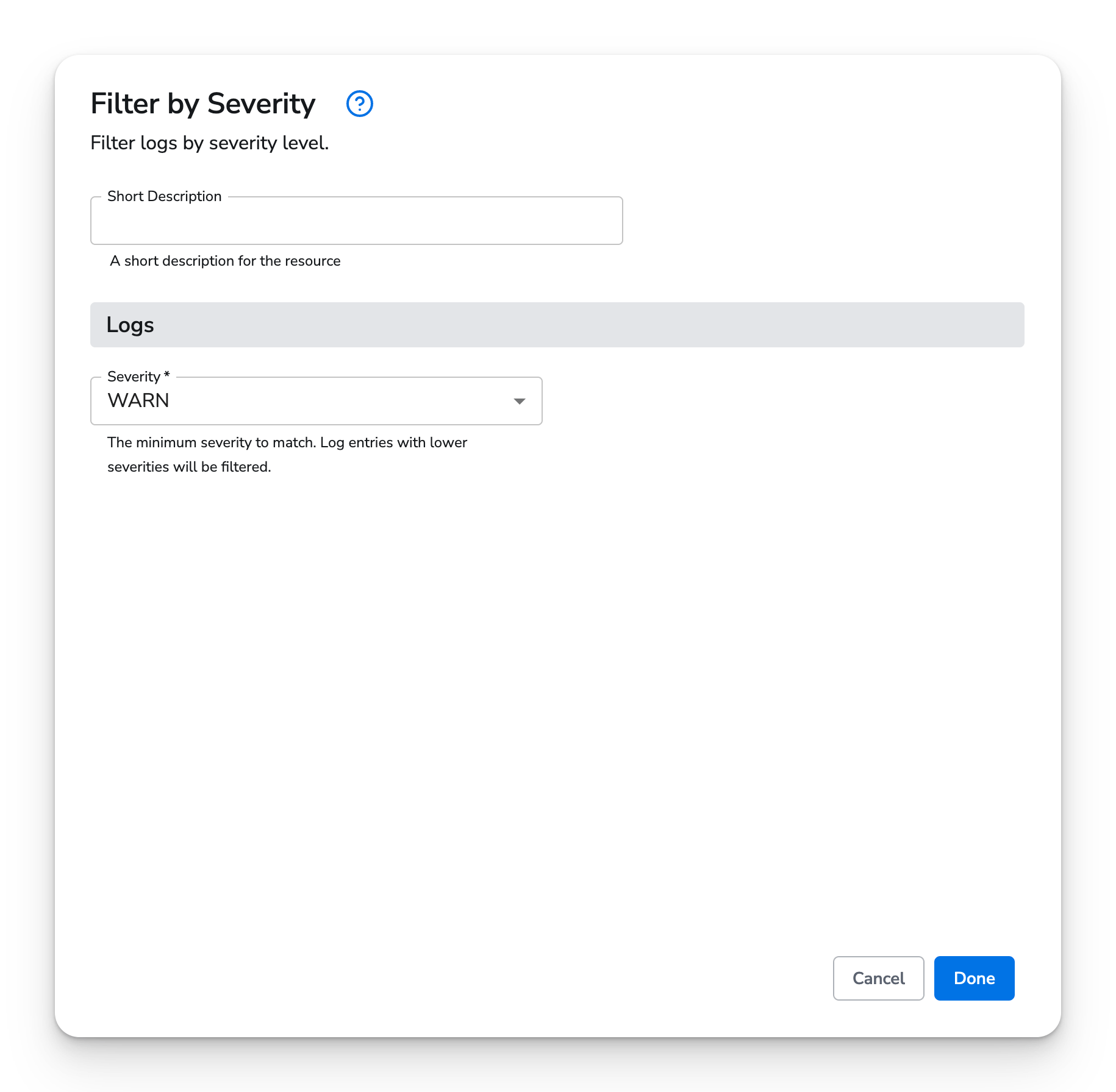 observIQ docs - Reduce Log Volume with the Severity Filter - image 4