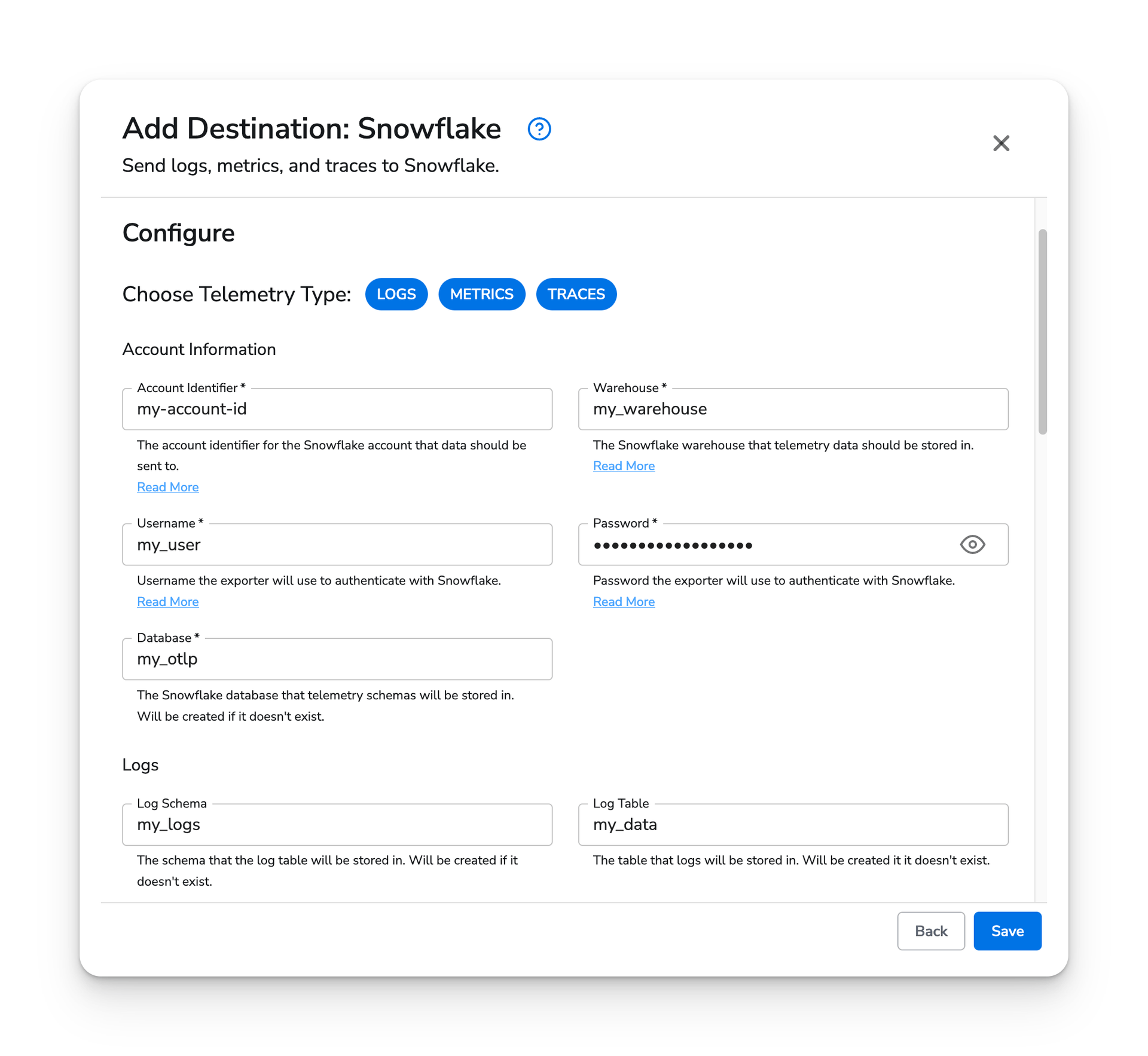 observIQ docs - Snowflake Destination - image 1