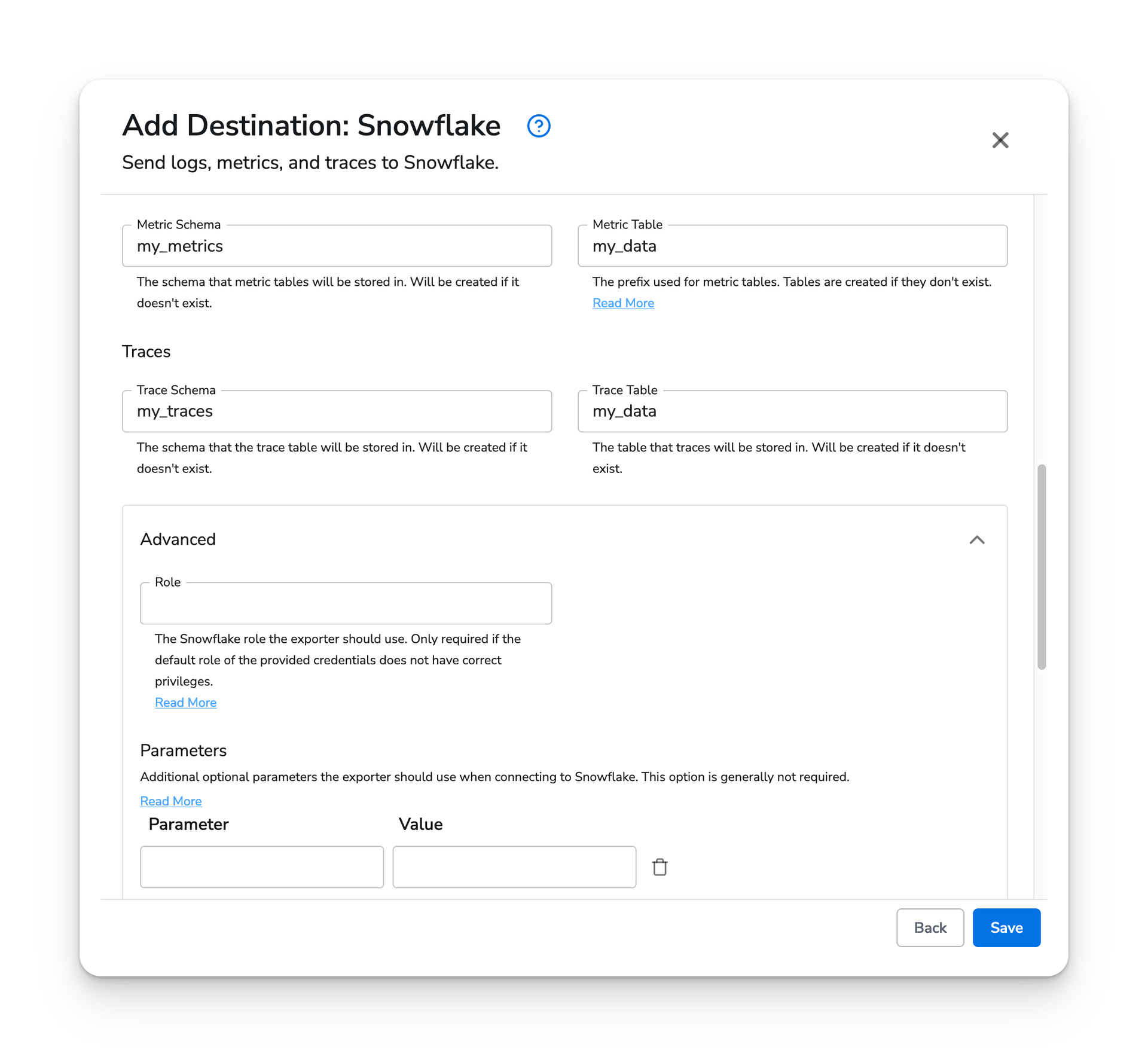 observIQ docs - Snowflake Destination - image 2