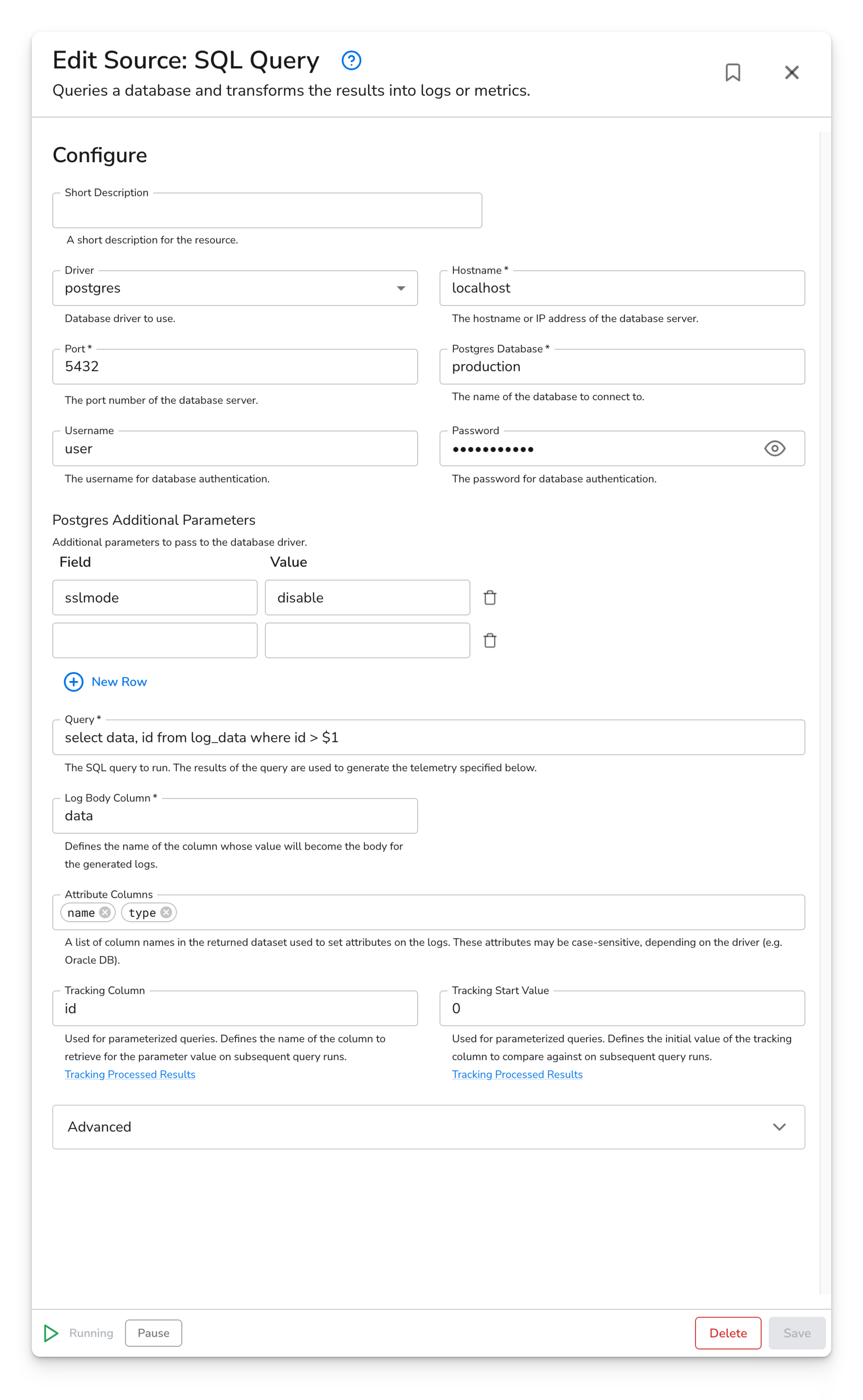 observIQ docs - SQL Query Source - image 1