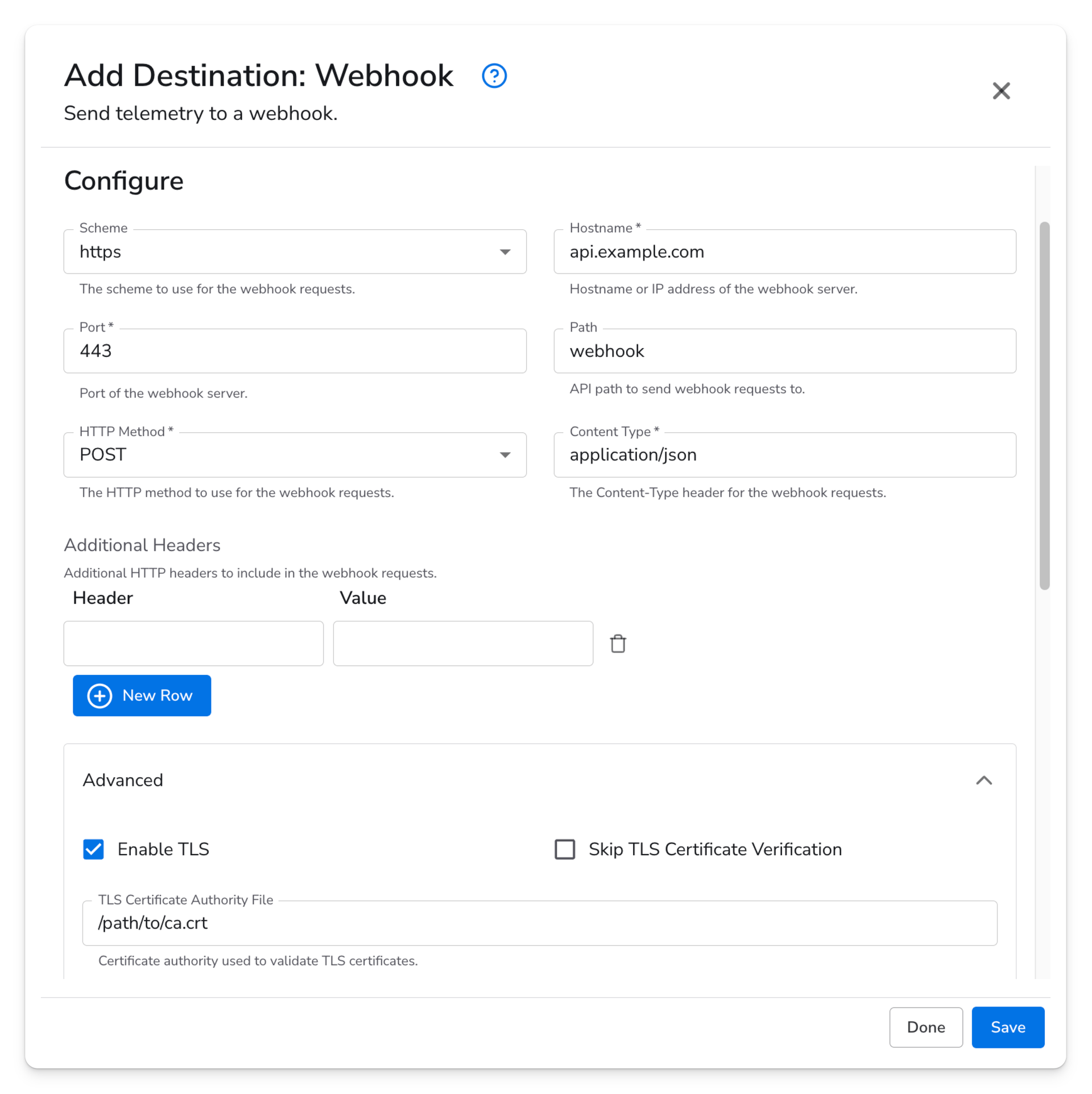 observIQ docs - Webhook Destination - image 1
